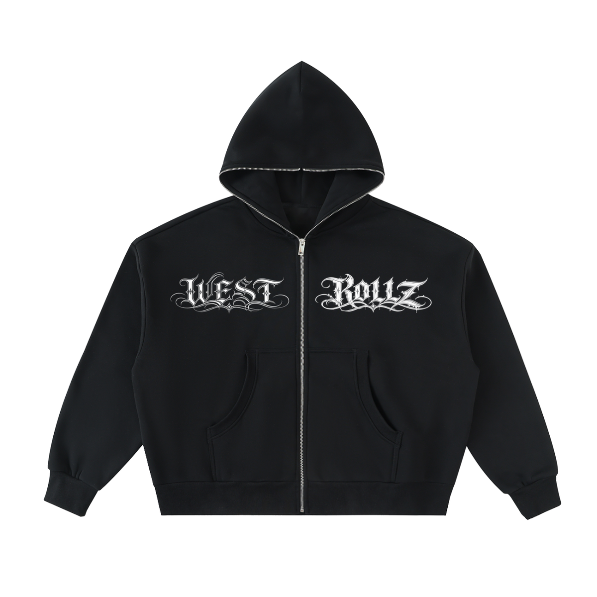 WEST ROLLZ X TATTOO WR X Fleeced Full-Zip Boxy Hoodie