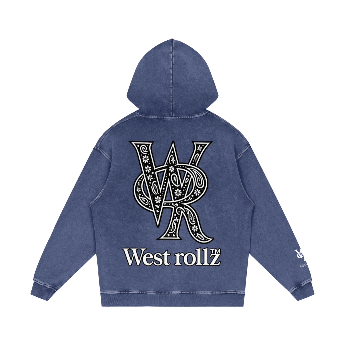 WEST ROLLZ X Snow Washed Loose Cotton Hoodie
