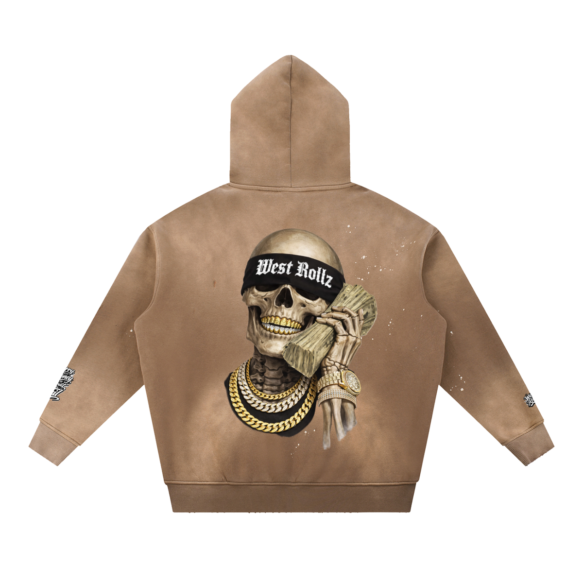 WEST ROLLZ X Vintage Washed Frayed Fleece Hoodie
