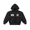 WEST ROLLZ X HOLLYWOOD GANG X Contrast-Stitched Boxy Fleece Zip Hoodie