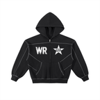 WEST ROLLZ X HOLLYWOOD GANG X Contrast-Stitched Boxy Fleece Zip Hoodie