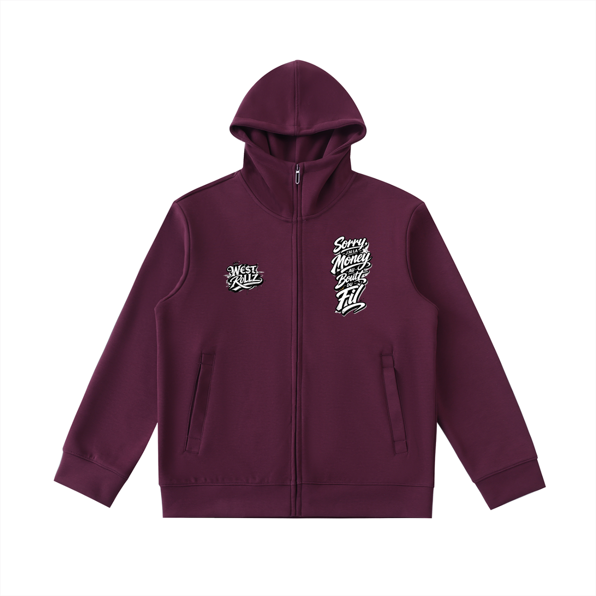 WEST ROLLZ X Essential Heavyweight High Neck  Zip-Up Hoodie