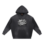 WEST ROLLZ X Vintage Washed Frayed Fleece Hoodie
