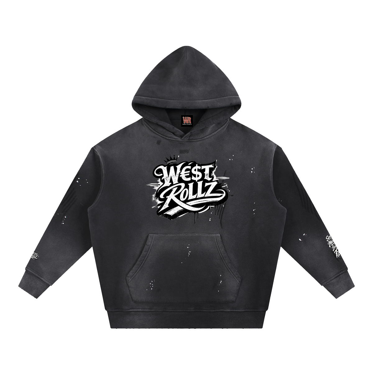 WEST ROLLZ X Vintage Washed Frayed Fleece Hoodie