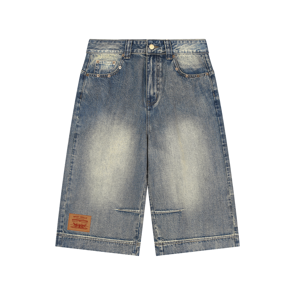 WEST ROLLZ X ROLLZ STRAUSZ X Vintage Wash Baggy X WR DENIM JEANS  SHORT