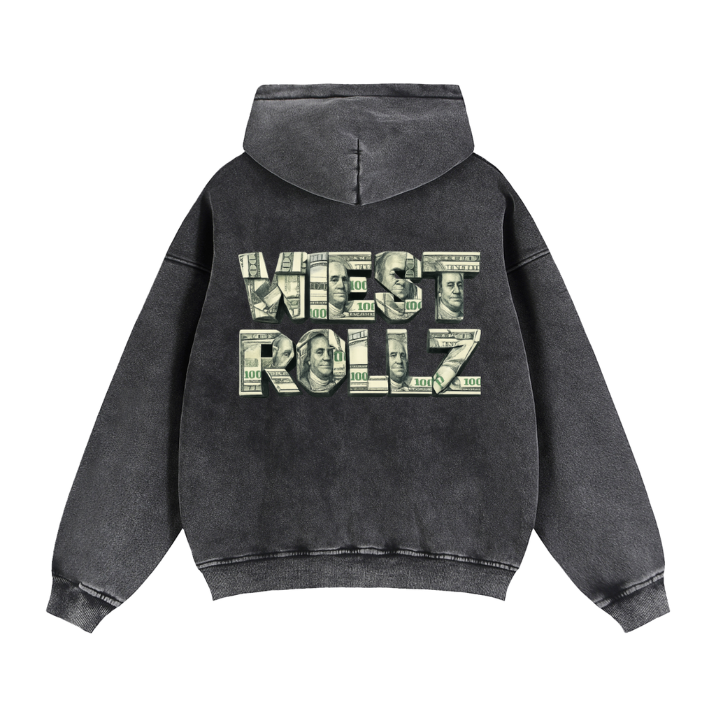 WEST ROLLZ X MONEY MAKER X Zip-Through Boxy Fleece Hoodie