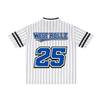 WEST ROLLZ X THE WARRIORS / Unisex Striped Loose V-Neck T-SHIRT & JERSEY