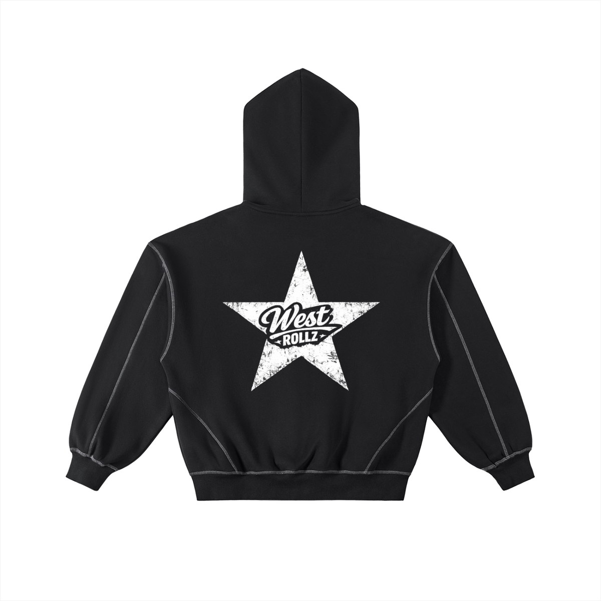 WEST ROLLZ X HOLLYWOOD GANG X Contrast-Stitched Boxy Fleece Zip Hoodie