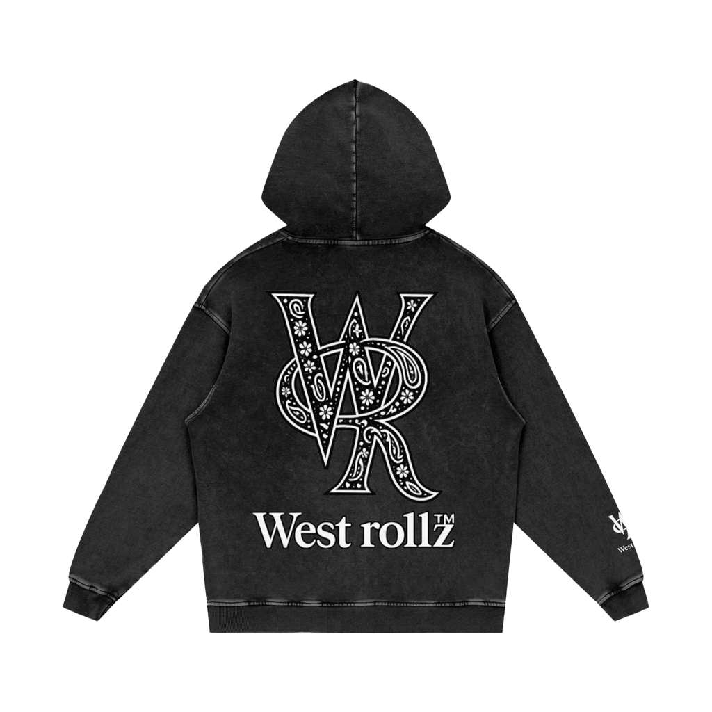 WEST ROLLZ X Snow Washed Loose Cotton Hoodie