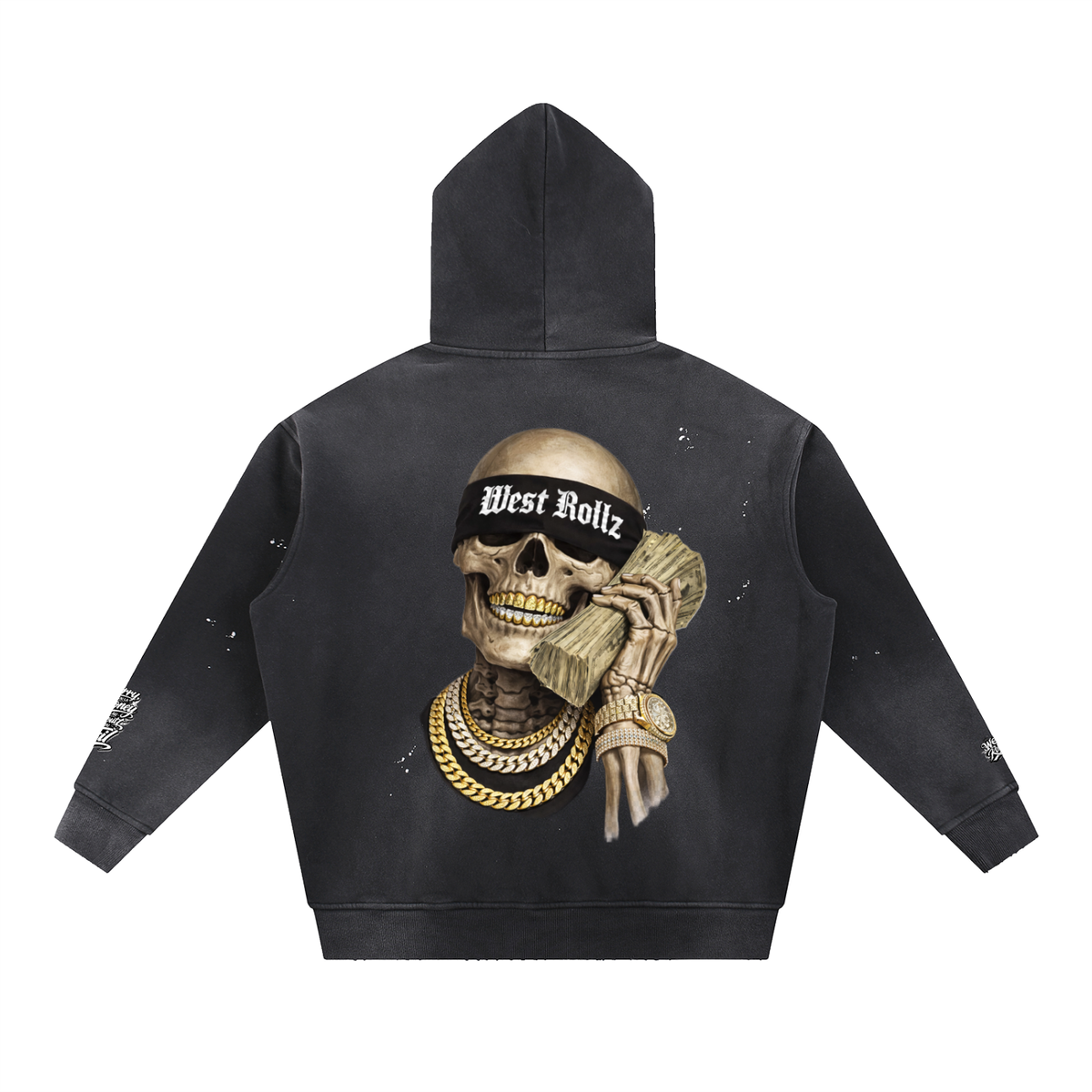 WEST ROLLZ X Vintage Washed Frayed Fleece Hoodie