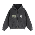 WEST ROLLZ X MONEY MAKER X Zip-Through Boxy Fleece Hoodie