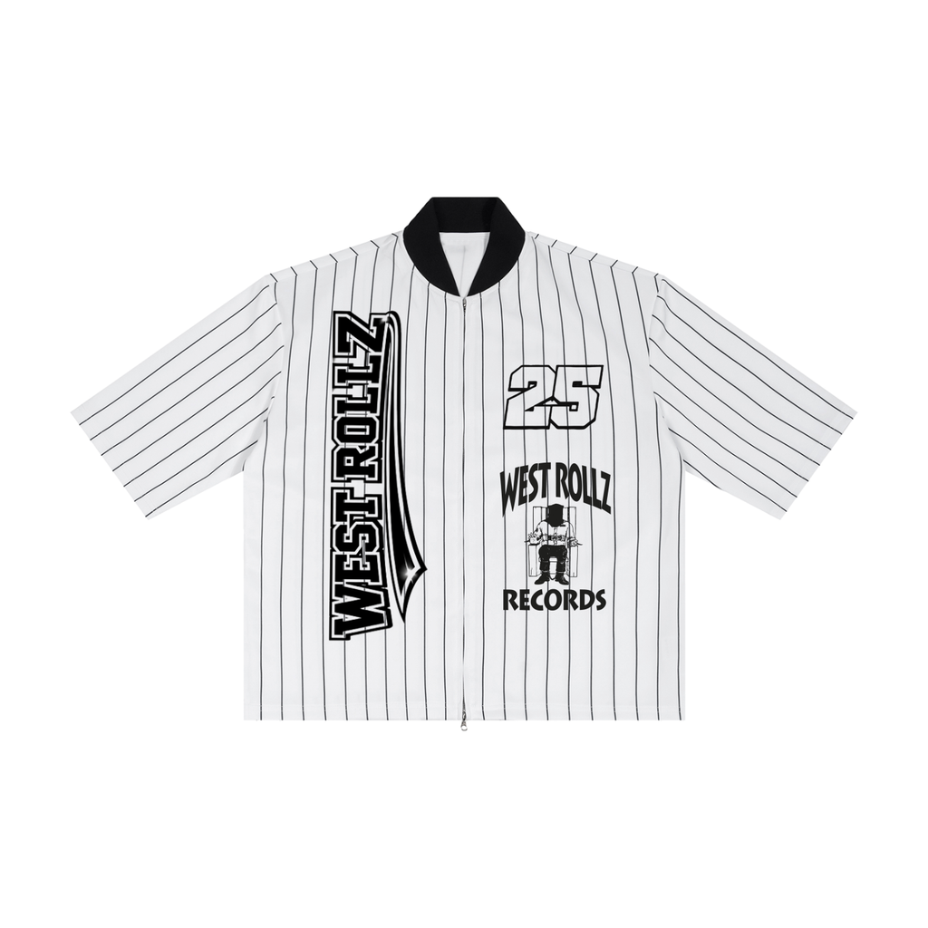 WEST ROLLZ X THE WARRIORS /  Unisex Striped Full-Zip Baseball JERSEY