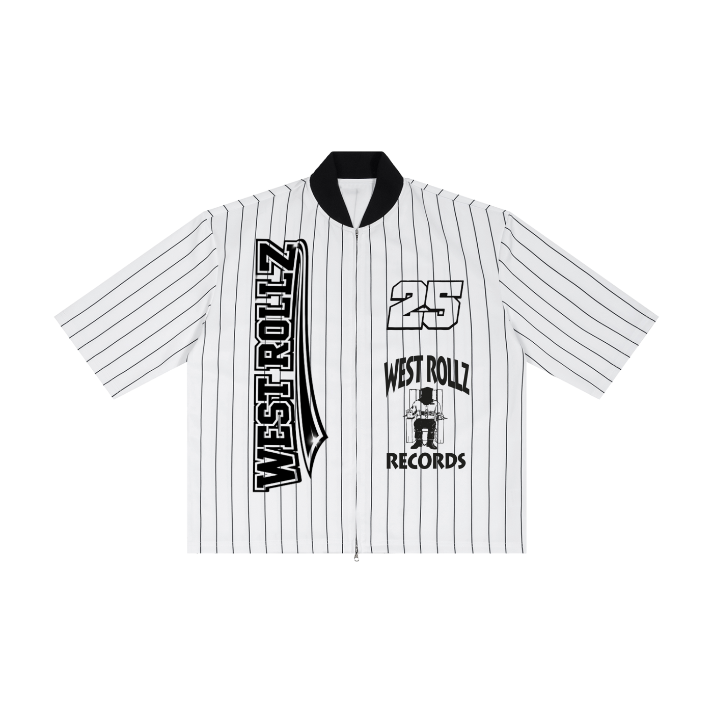 WEST ROLLZ X THE WARRIORS /  Unisex Striped Full-Zip Baseball JERSEY