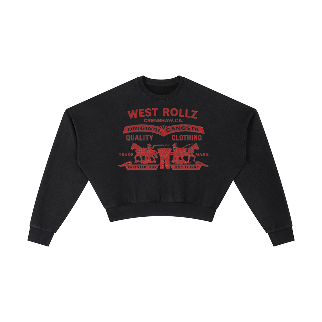 WEST ROLLZ X ROLLZ STRAUSZ Vintage Washed Cropped Sweatshirt HOODIE
