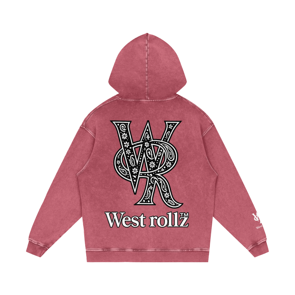 WEST ROLLZ X Snow Washed Loose Cotton Hoodie