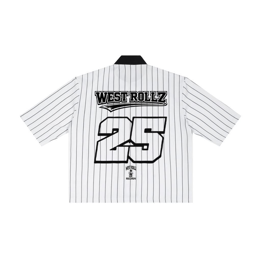 WEST ROLLZ X THE WARRIORS /  Unisex Striped Full-Zip Baseball JERSEY