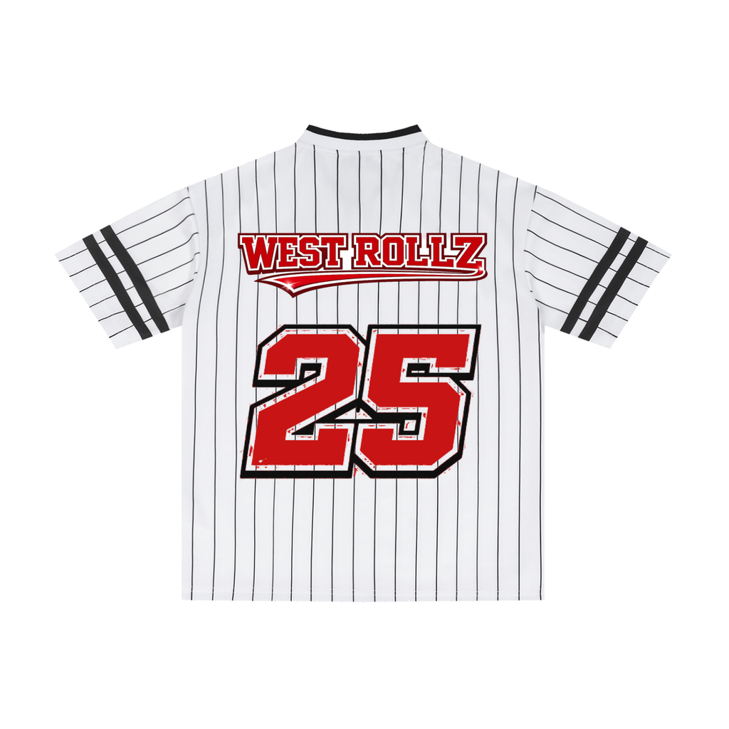 WEST ROLLZ X THE WARRIORS / Unisex Striped Loose V-Neck T-SHIRT