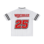 WEST ROLLZ X THE WARRIORS / Unisex Striped Loose V-Neck T-SHIRT
