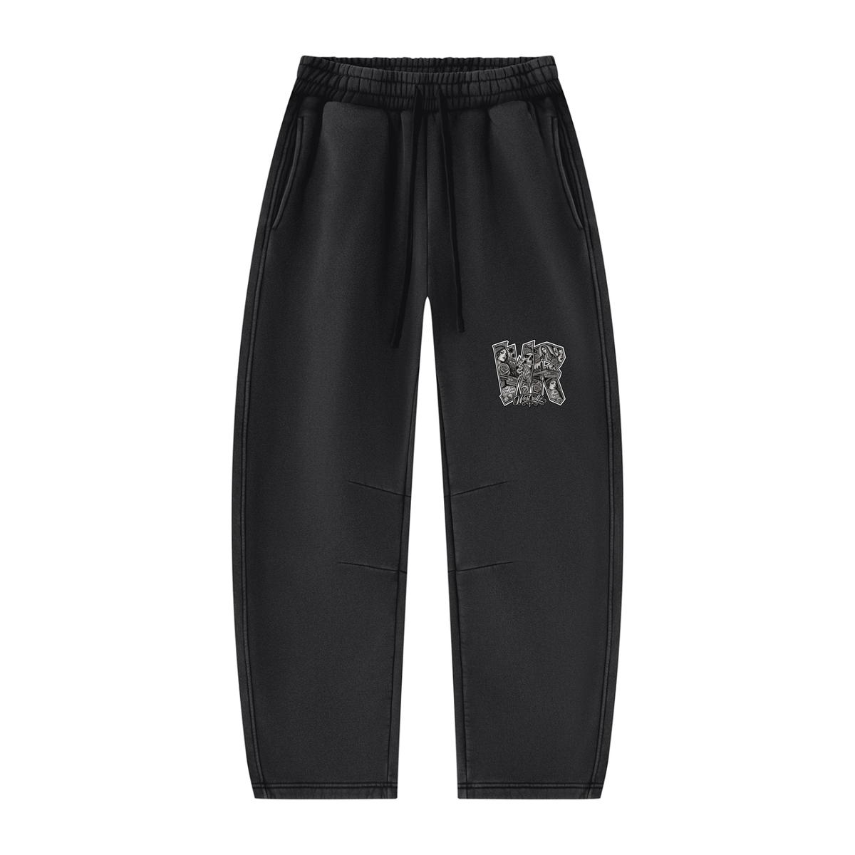 WEST ROLLZ X TATTOO WR X Unisex Vintage Wash Barrel Leg Fleece Sweatpants