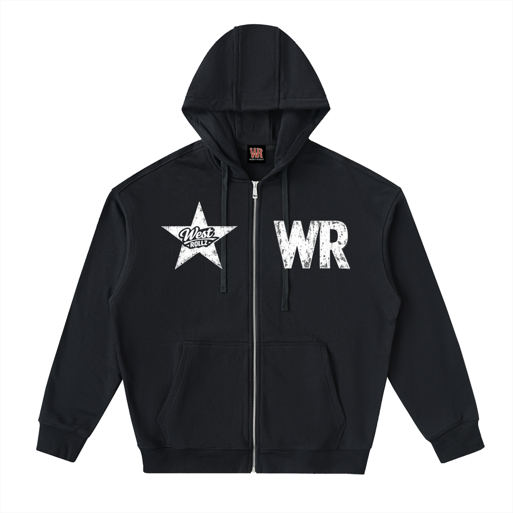 WEST ROLLZ X Hollywood gang X Drop-Shoulder Zip Up Hoodie