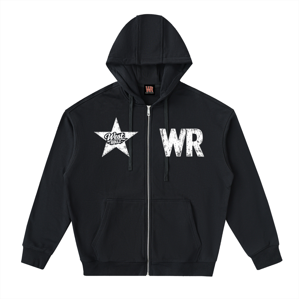WEST ROLLZ X Hollywood gang X Drop-Shoulder Zip Up Hoodie