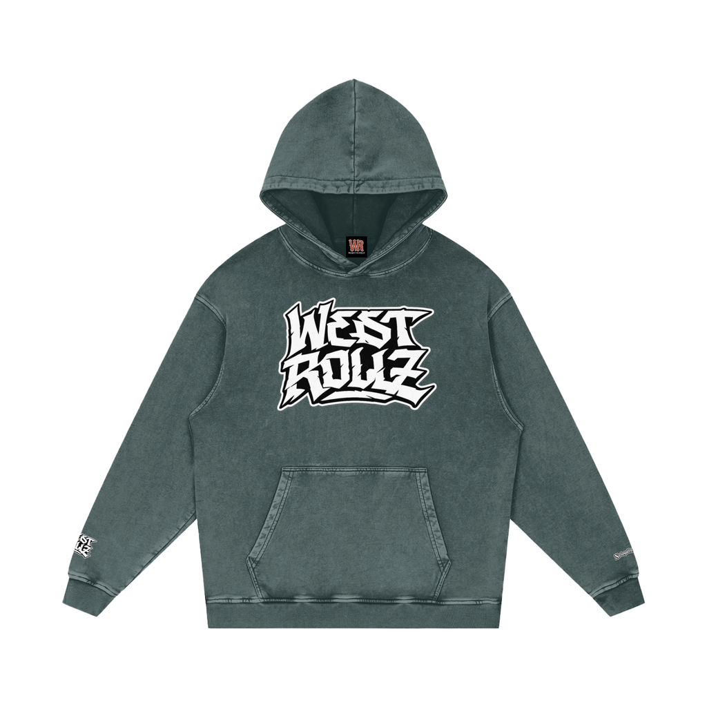 WEST ROLLZ X 10 commandements  Snow Washed Loose Cotton Hoodie
