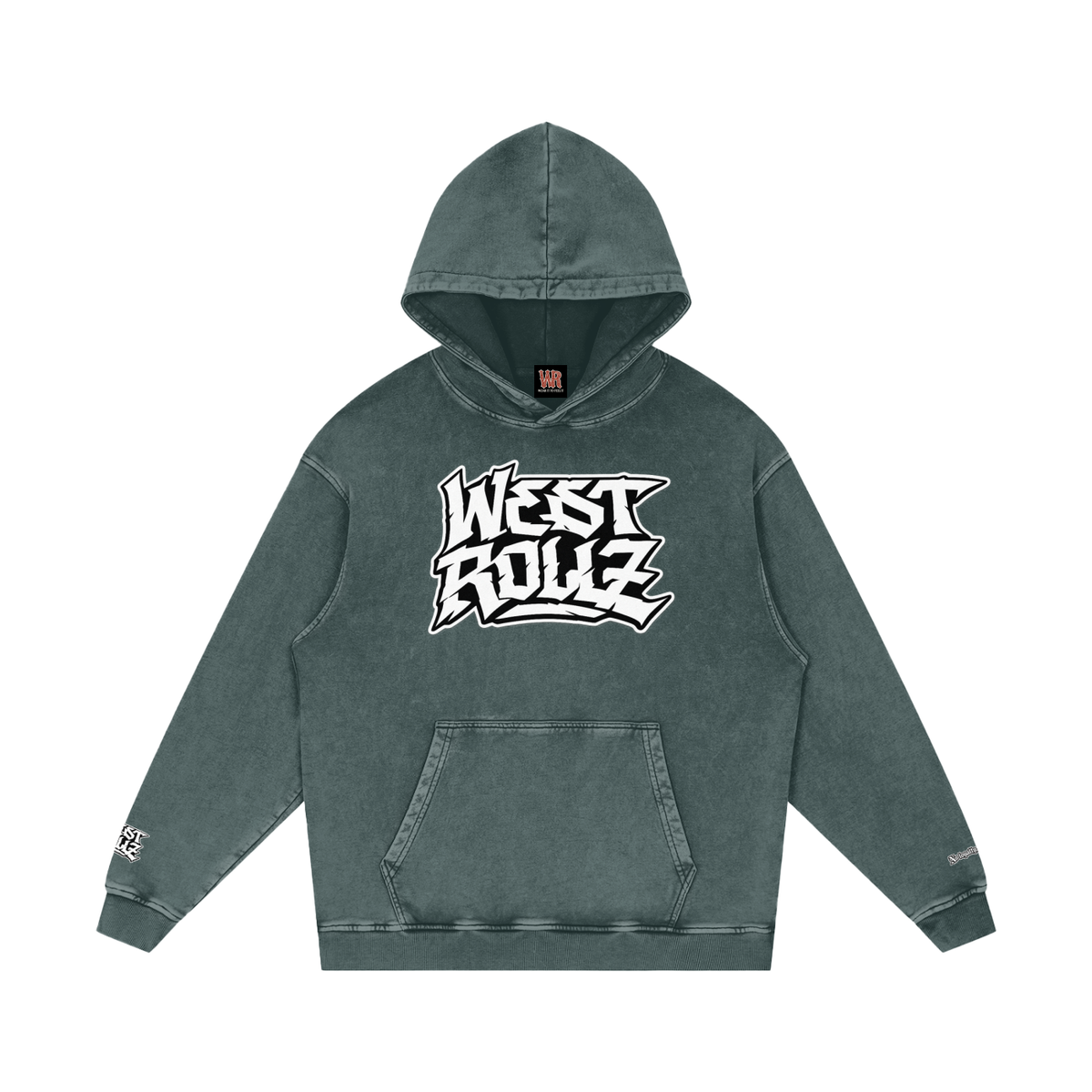 WEST ROLLZ X 10 commandements  Snow Washed Loose Cotton Hoodie