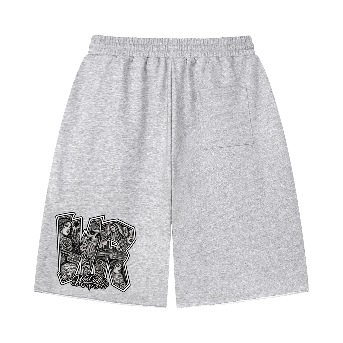 WEST ROLLZ X TATTOO WR X Unisex Loose Raw Edge Shorts