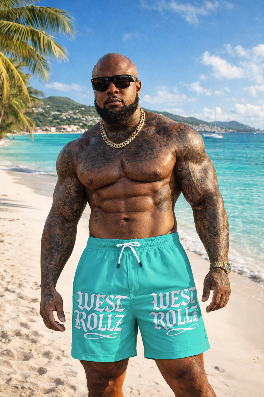 WEST ROLLZ X SHORT DE BAIN HOMME — WEST SPLASH™ — WEST ROLLZ