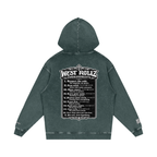 WEST ROLLZ X 10 commandements  Snow Washed Loose Cotton Hoodie