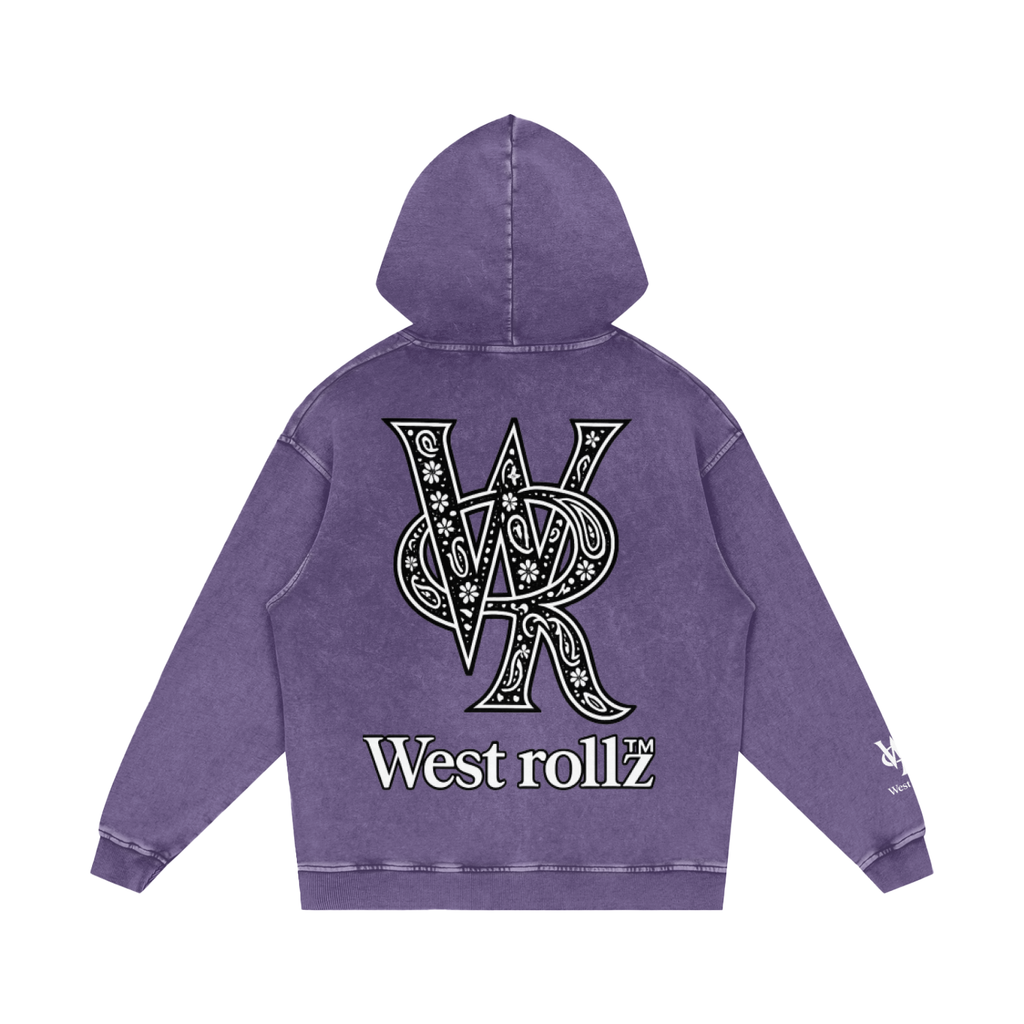 WEST ROLLZ X Snow Washed Loose Cotton Hoodie