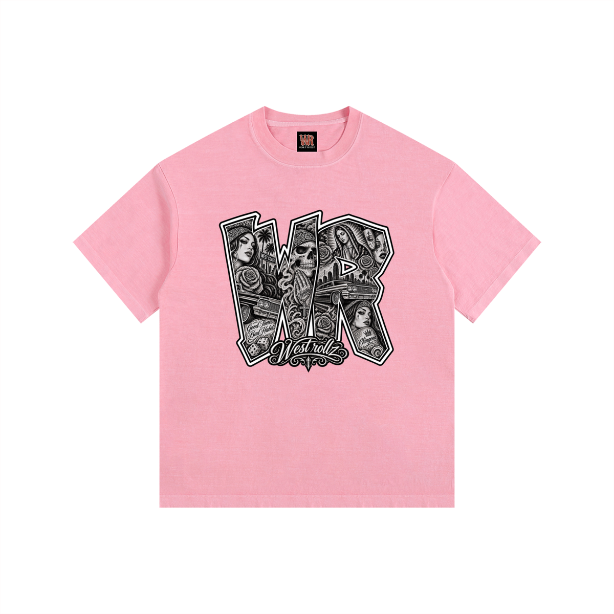 WEST ROLLZ X TATTOO WR X Vintage Washed Oversized Cotton T-Shirt