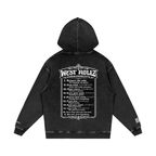 WEST ROLLZ X 10 commandements  Snow Washed Loose Cotton Hoodie