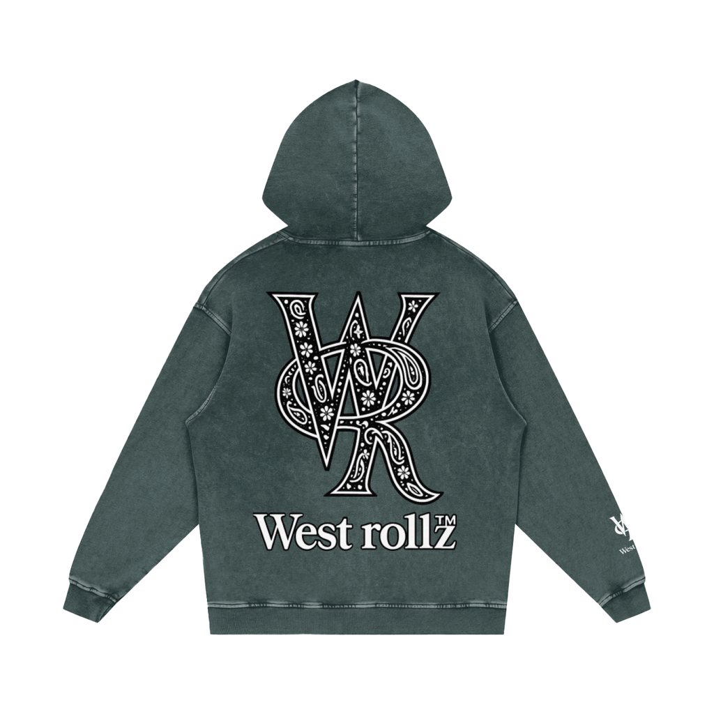 WEST ROLLZ X Snow Washed Loose Cotton Hoodie