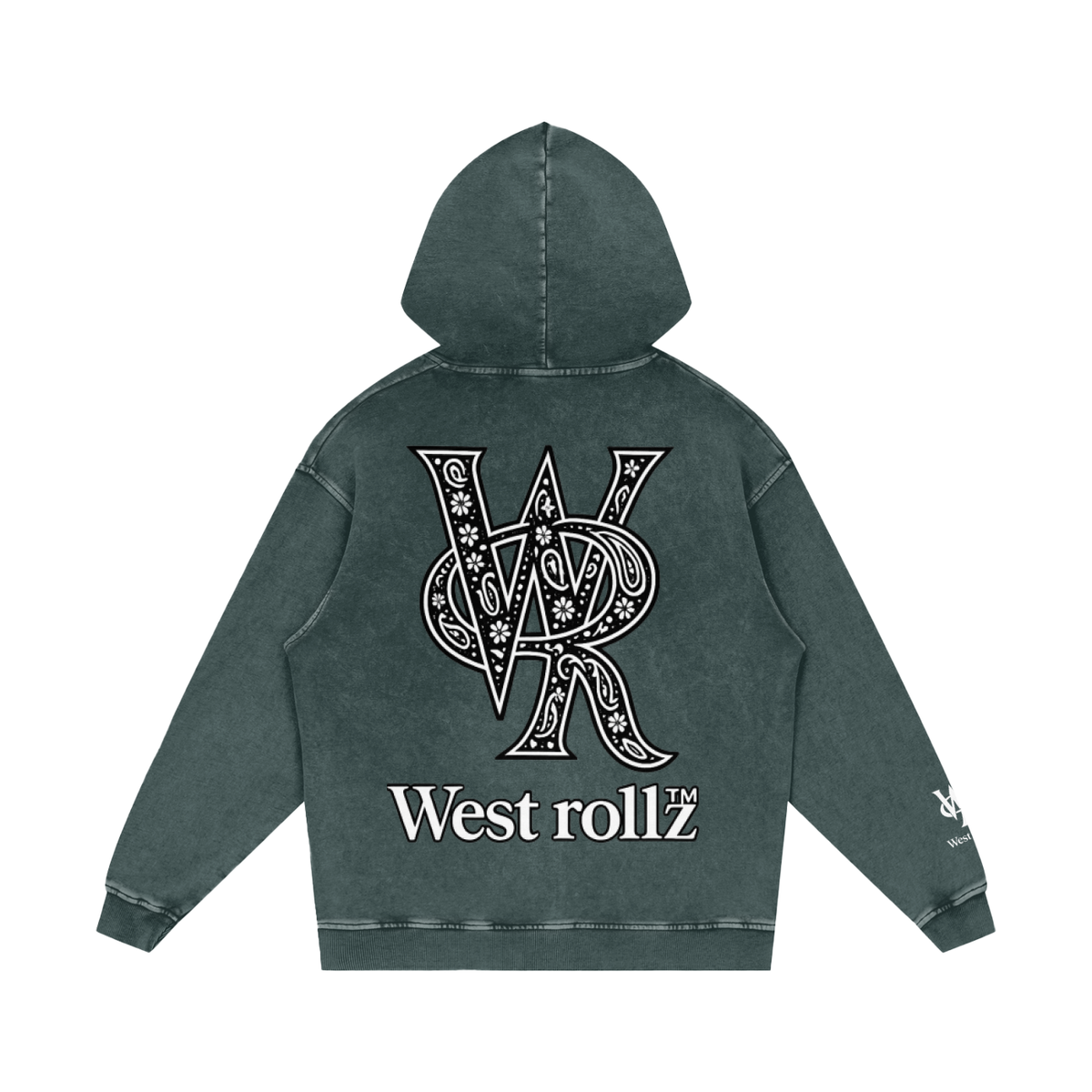 WEST ROLLZ X Snow Washed Loose Cotton Hoodie