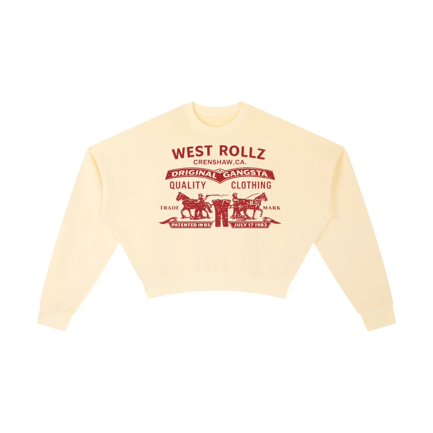 WEST ROLLZ X ROLLZ STRAUSZ Vintage Washed Cropped Sweatshirt HOODIE