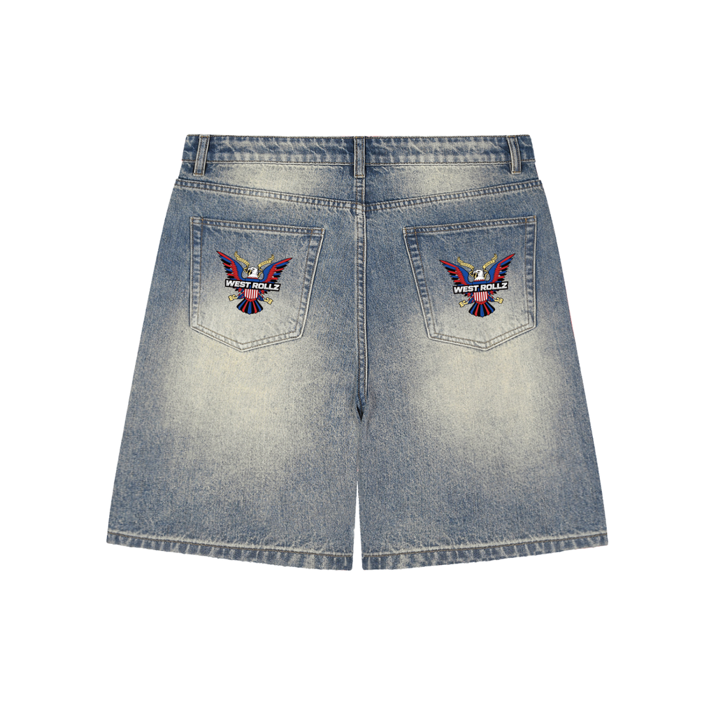 WEST ROLLZ X DIP-ROLLZ X Faded Distressed Baggy X WR DENIM SHORT