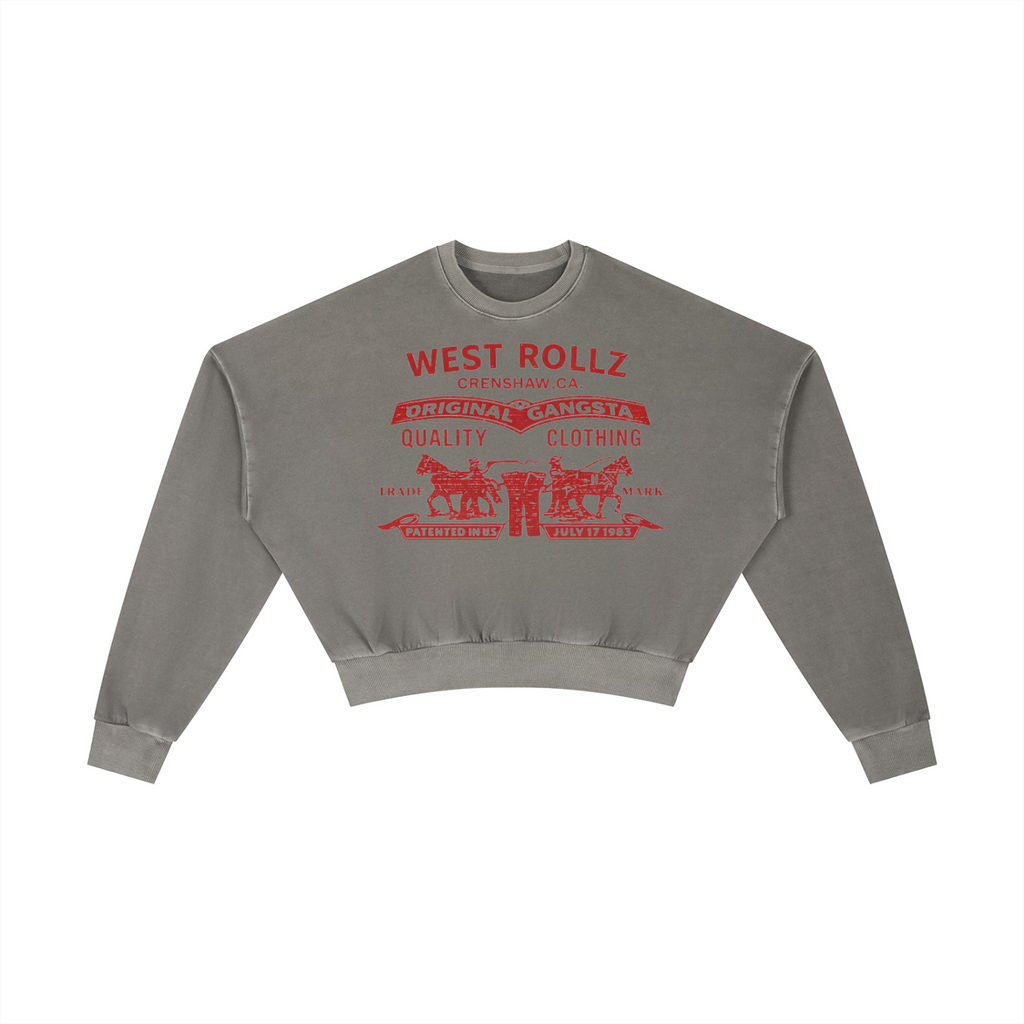 WEST ROLLZ X ROLLZ STRAUSZ Vintage Washed Cropped Sweatshirt HOODIE