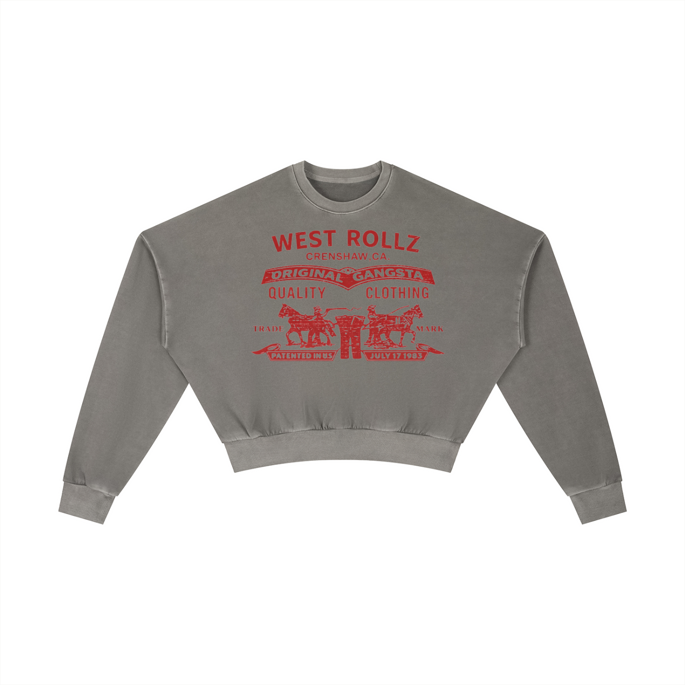 WEST ROLLZ X ROLLZ STRAUSZ Vintage Washed Cropped Sweatshirt HOODIE