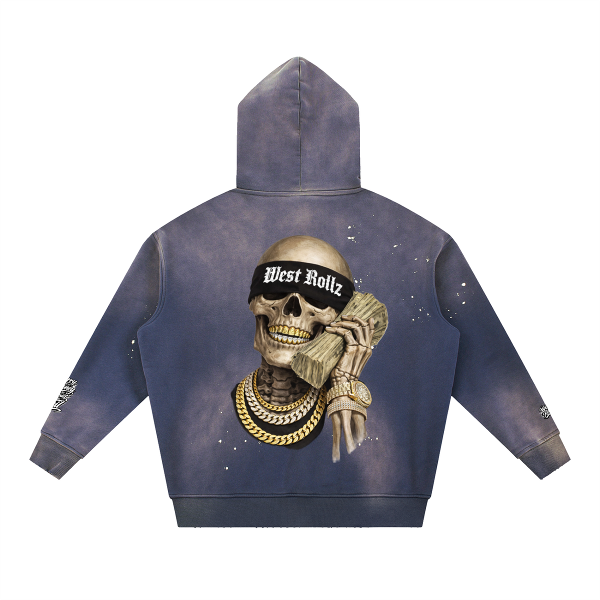 WEST ROLLZ X Vintage Washed Frayed Fleece Hoodie