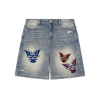WEST ROLLZ X DIP-ROLLZ X Faded Distressed Baggy X WR DENIM SHORT