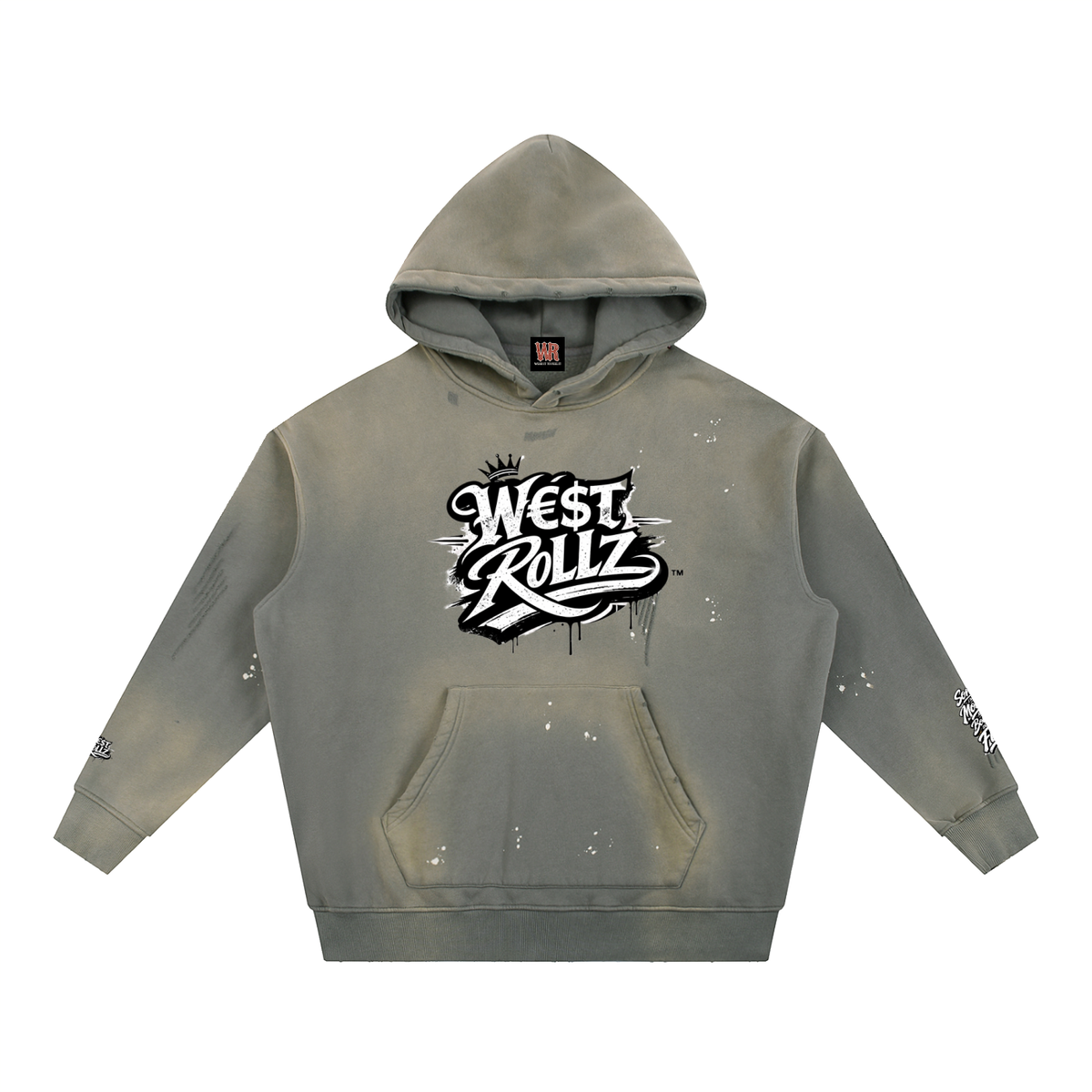 WEST ROLLZ X Vintage Washed Frayed Fleece Hoodie