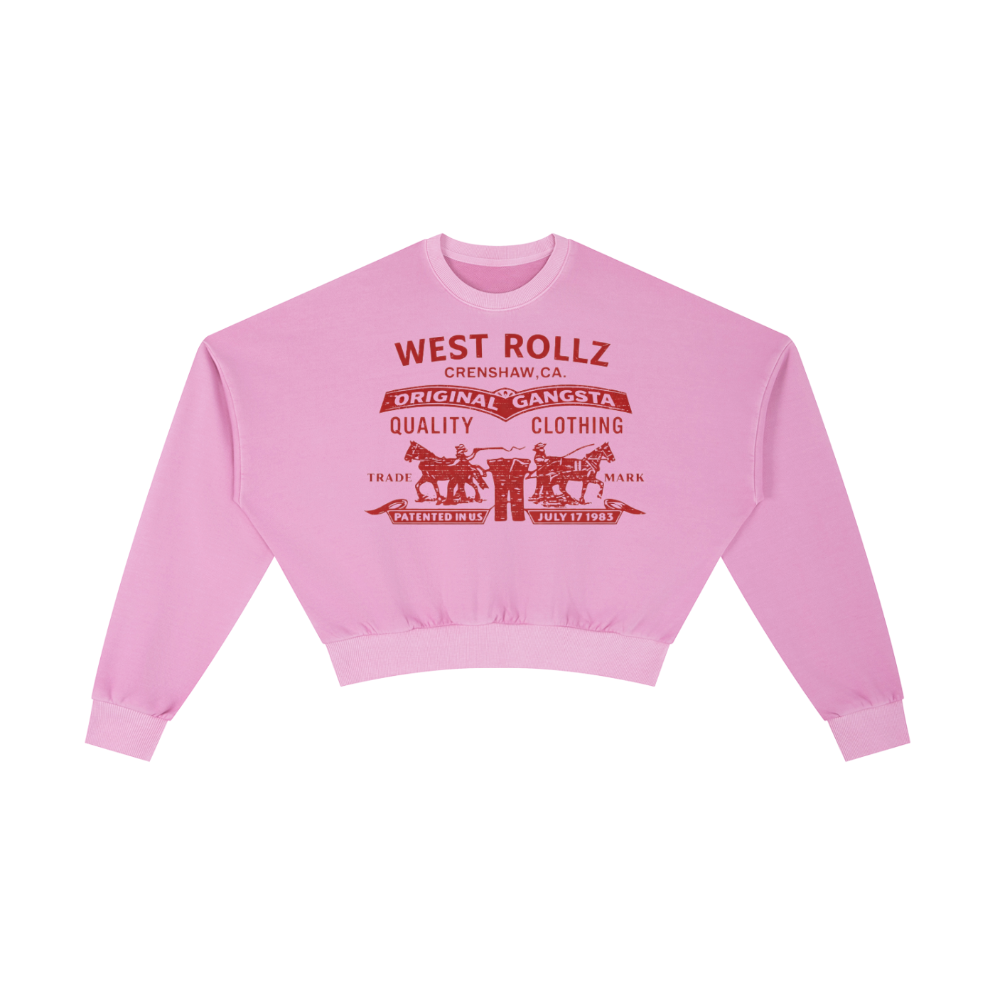 WEST ROLLZ X ROLLZ STRAUSZ Vintage Washed Cropped Sweatshirt HOODIE