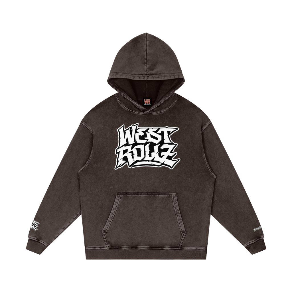 WEST ROLLZ X 10 commandements  Snow Washed Loose Cotton Hoodie