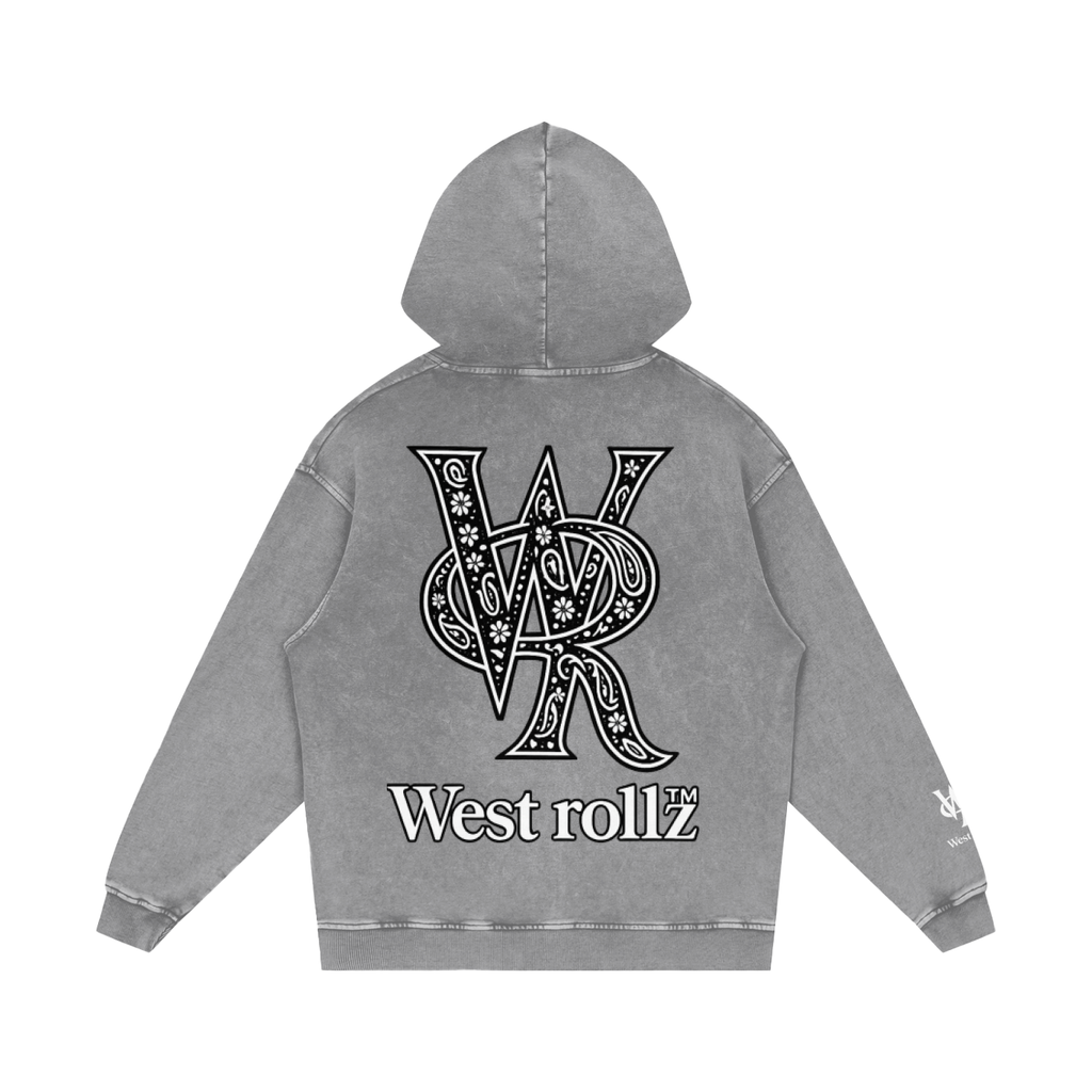 WEST ROLLZ X Snow Washed Loose Cotton Hoodie