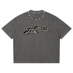 WEST ROLLZ X HUSTLER MERCH X Washed Boxy Studded T-SHIRT