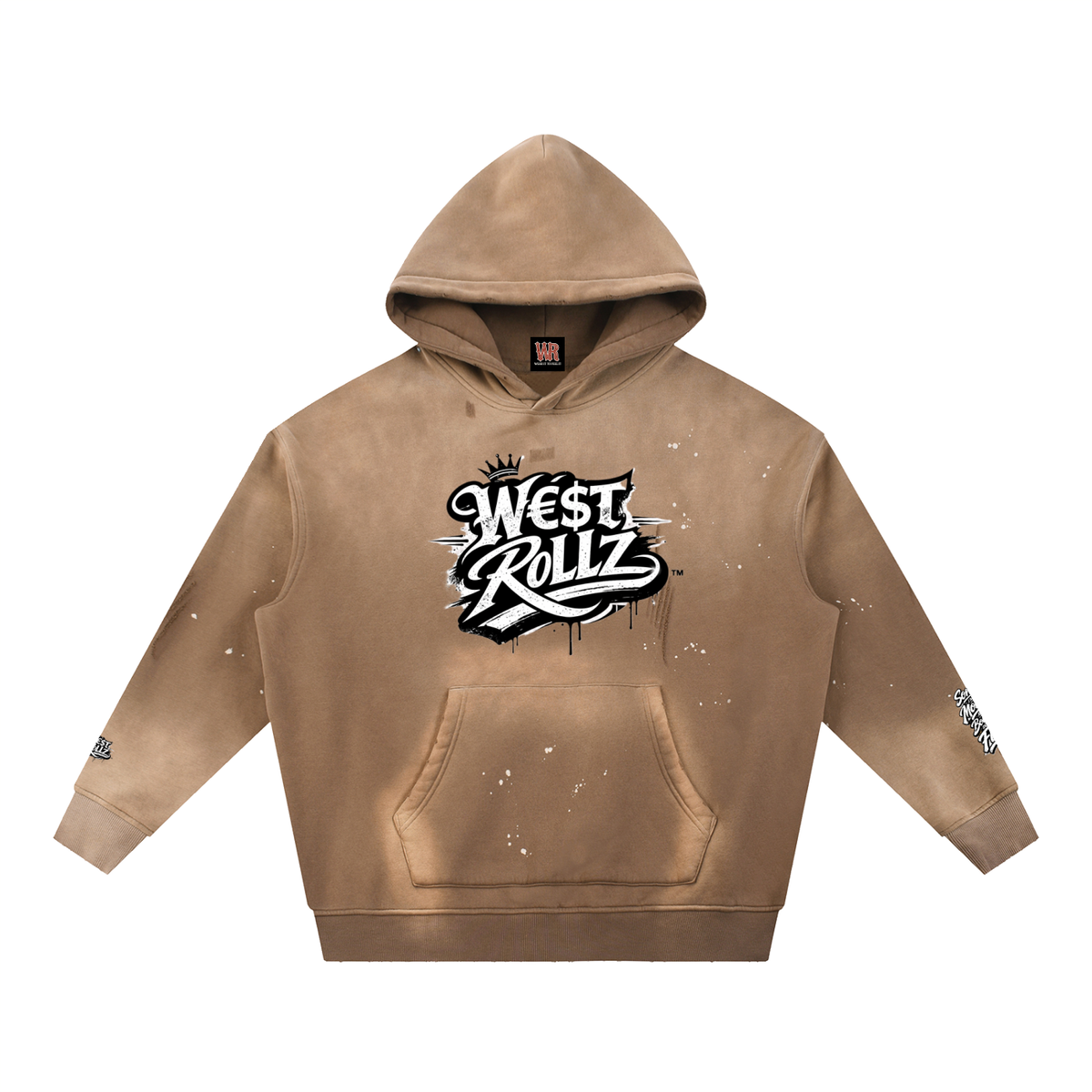 WEST ROLLZ X Vintage Washed Frayed Fleece Hoodie